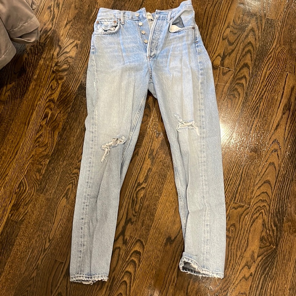 Light wash blue jeans